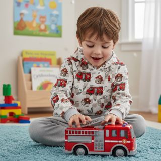 🚒🧯Novinka 🚒🧯 Stvorená pre všetkých chlapcov! Originálny vzor Malí hasiči v akcii na mäkkej a pohodlnej teplákovine, ktorá...